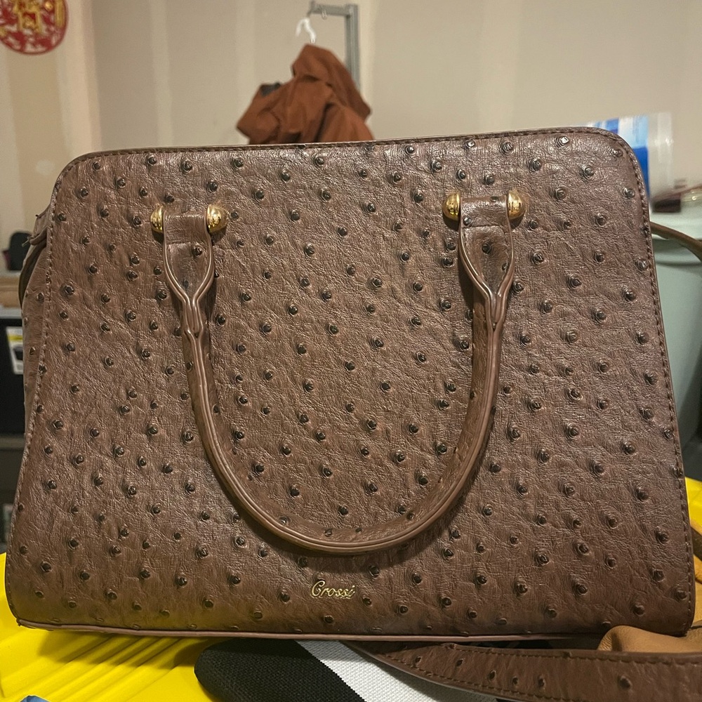Crossi Stylish Brown Crossbody Bag with Gold Accents - Picture 2 of 7